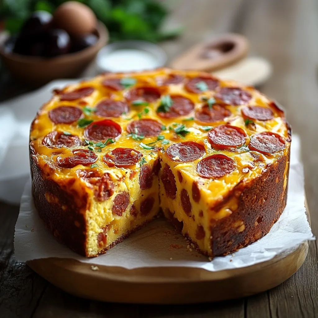 Photo d'un cake au chorizo doré, moelleux et découpé en tranches, parfait pour un apéritif ou un repas léger.