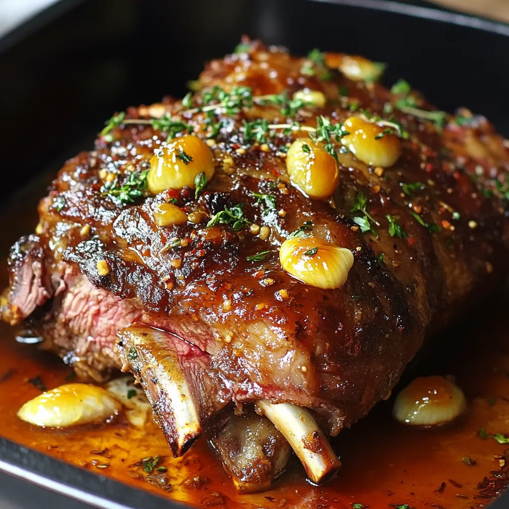 Épaule d’agneau confite au four, dorée et juteuse, accompagnée de légumes rôtis.