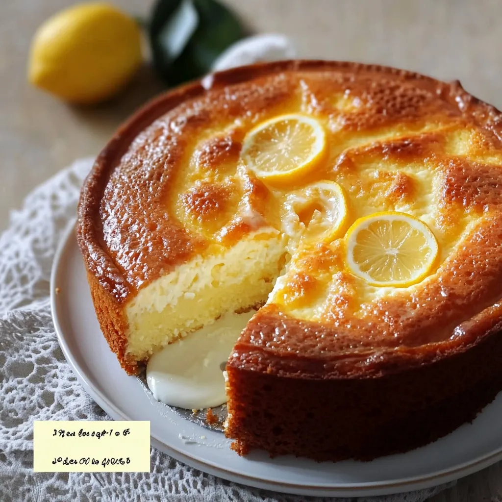 Gâteau au yaourt et au citron doré et moelleux, tranché et servi sur une assiette, avec un glaçage au citron brillant et un zeste finement râpé.