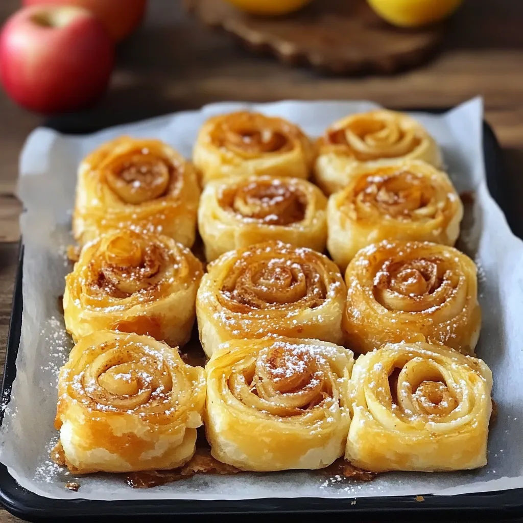 Roulés feuilletés aux pommes dorés sortant du fou