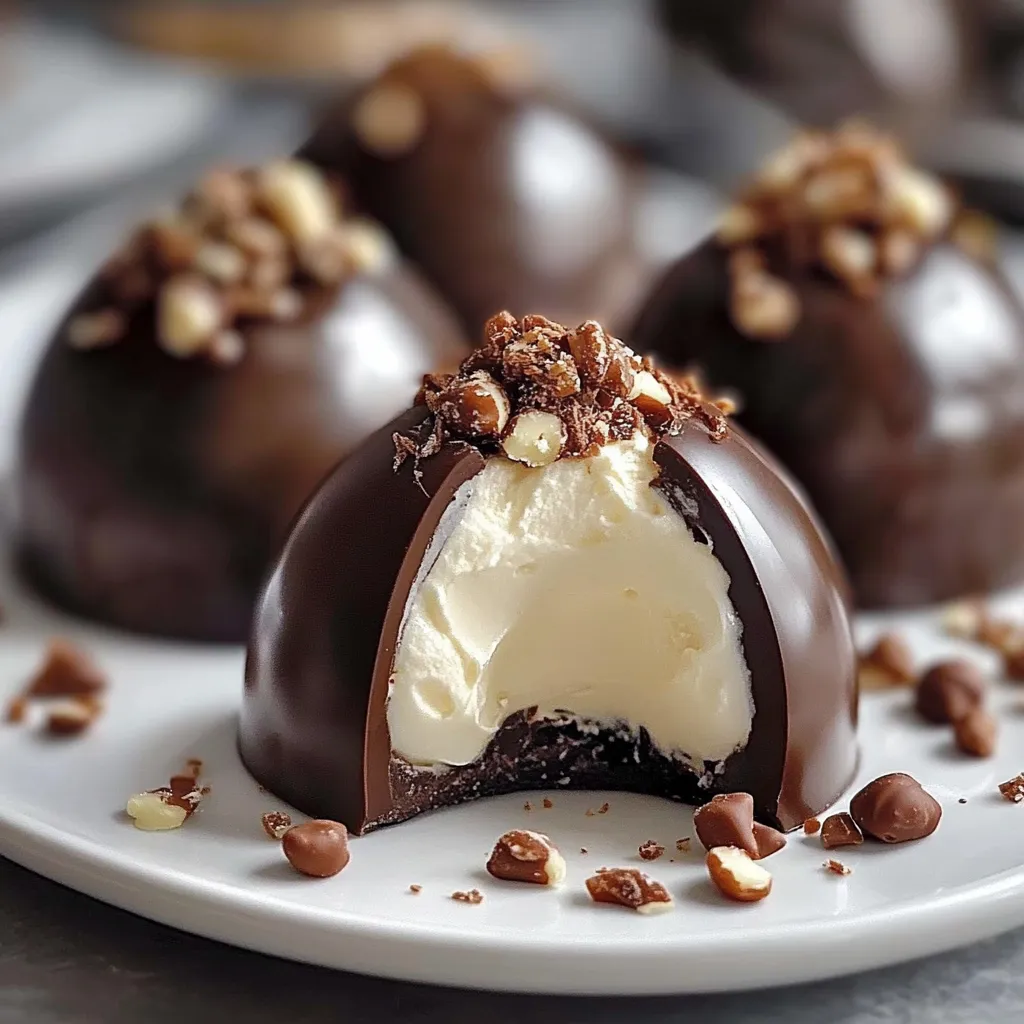 Dôme chocolat et praliné avec mousse de mascarpone : un dessert raffiné au chocolat noir croquant, garni d’une mousse onctueuse et de praliné croquant.