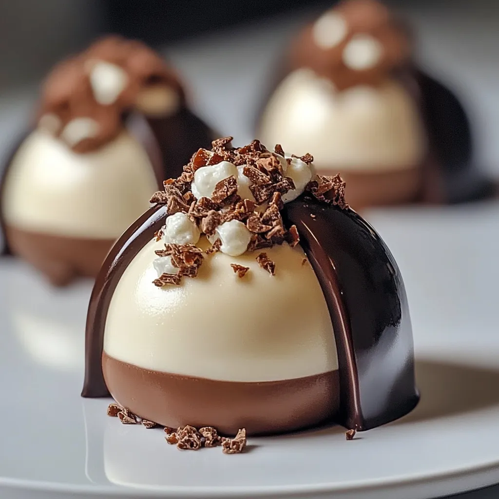 Dôme chocolat et praliné avec mousse de mascarpone : un dessert raffiné au chocolat noir croquant, garni d’une mousse onctueuse et de praliné croquant.