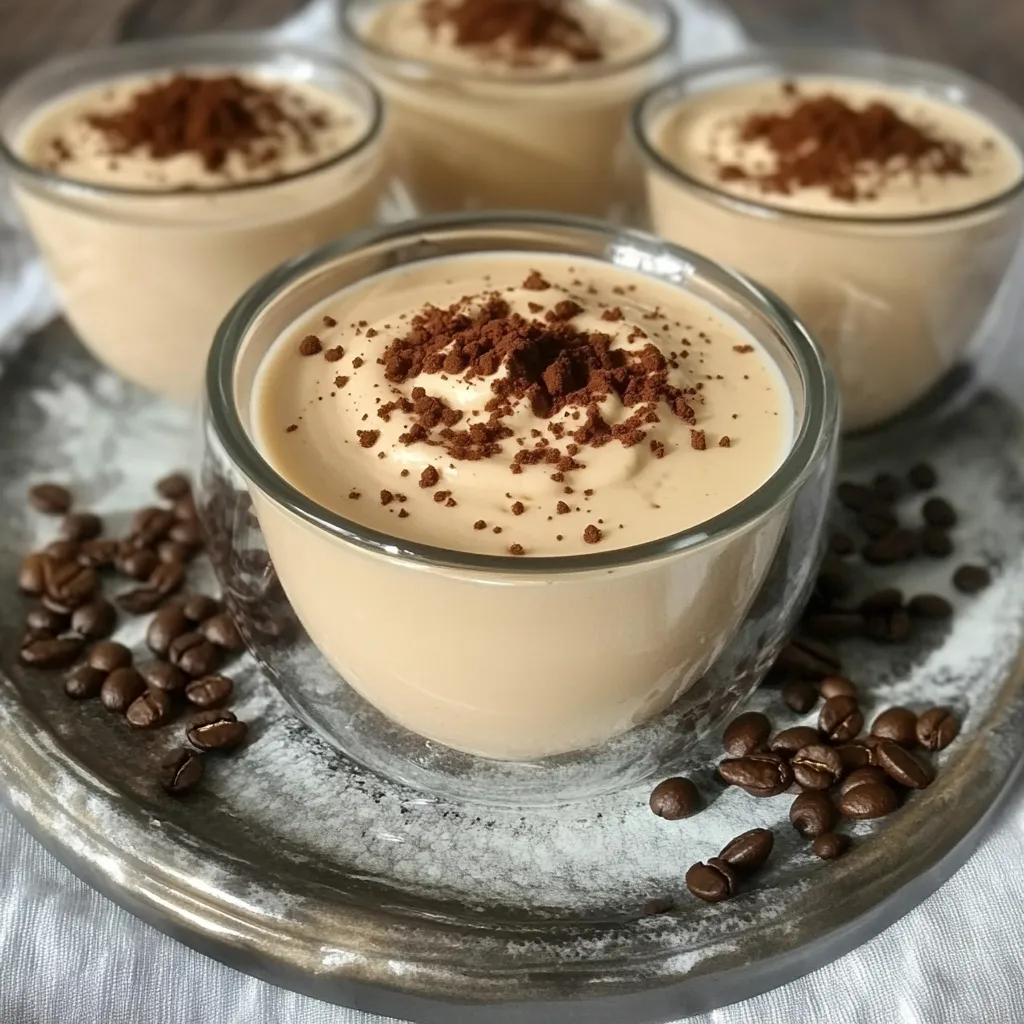 Crème au café maison servie dans un ramequin avec une texture onctueuse et une légère mousse sur le dessus.