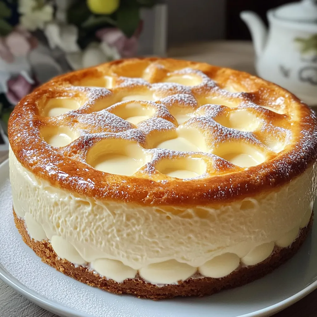 Gâteau crémeux aux 3 yaourts et 2 œufs, doré et moelleux, prêt à être dégusté