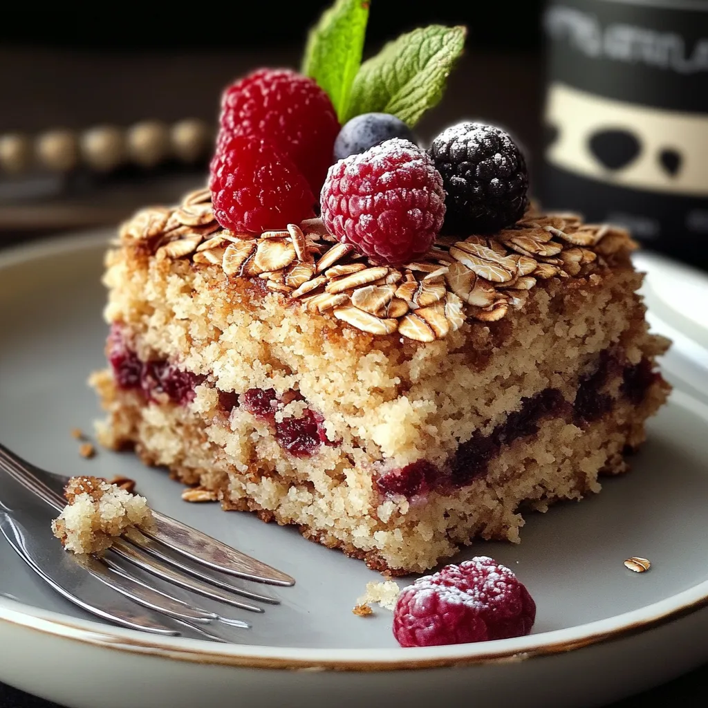 Gâteau diététique aux flocons d’avoine, moelleux et riche en fibres, parfait pour une collation saine et équilibrée.