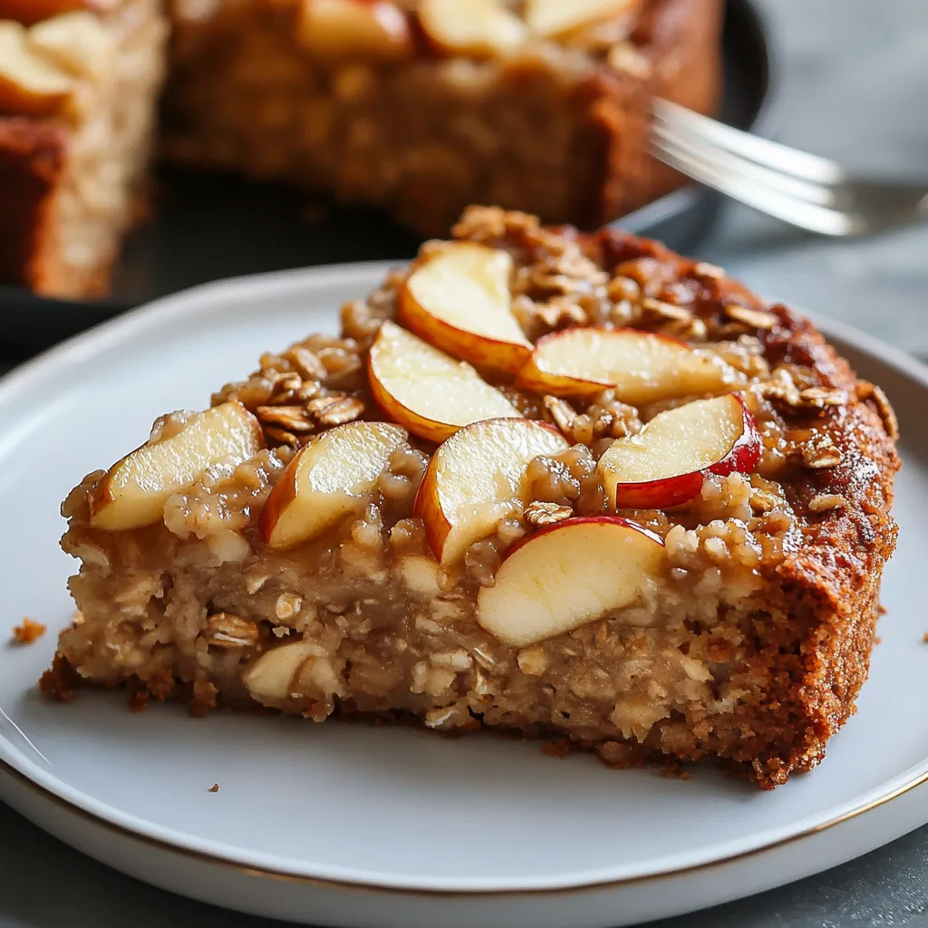 Un gâteau moelleux aux flocons d’avoine et pommes, doré à la perfection, idéal pour une alimentation équilibrée et gourmande.