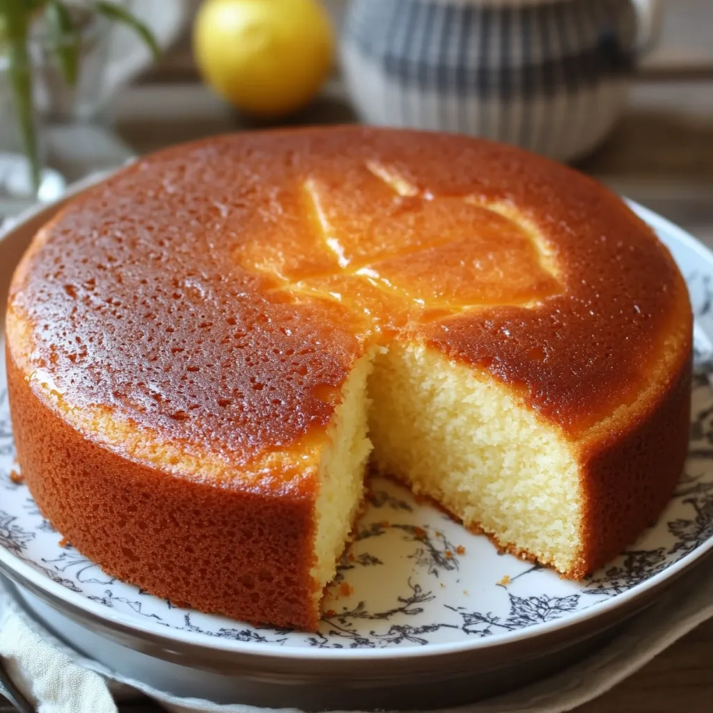 Gâteau au yaourt moelleux doré et aéré, parfait pour le goûter.