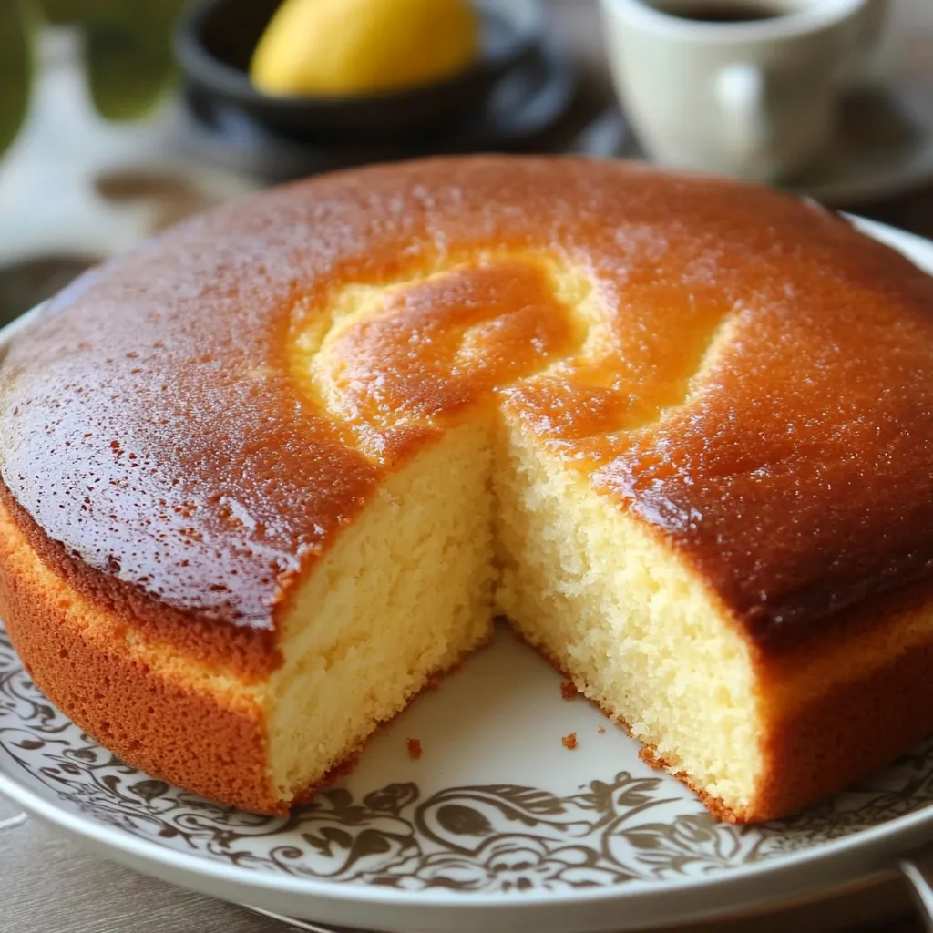 Gâteau au yaourt moelleux doré et aéré, parfait pour le goûter.
