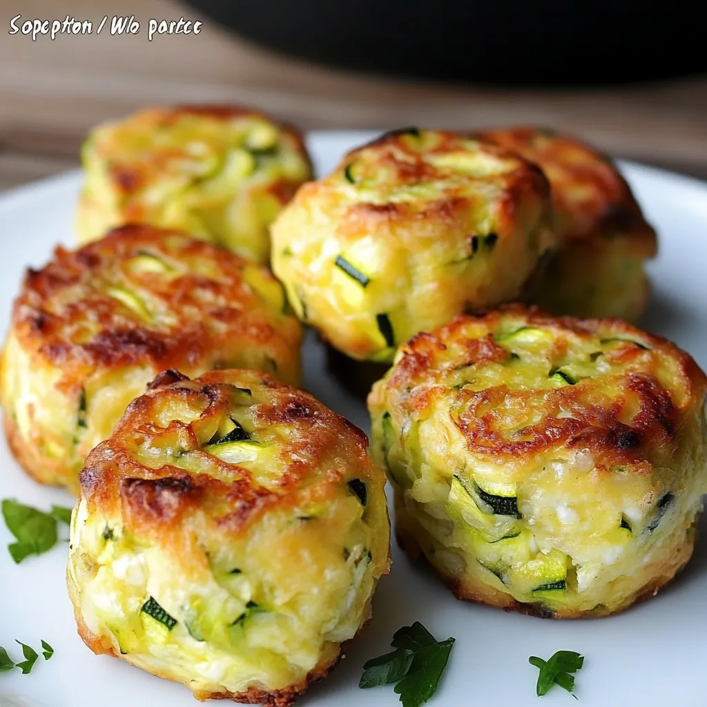 Moelleux au chèvre et à la courgette doré à la sortie du four, avec une texture fondante et des morceaux de fromage fondus.