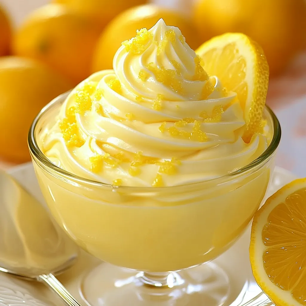 Verrines de mousse au citron légère et onctueuse, garnies de zestes de citron frais.