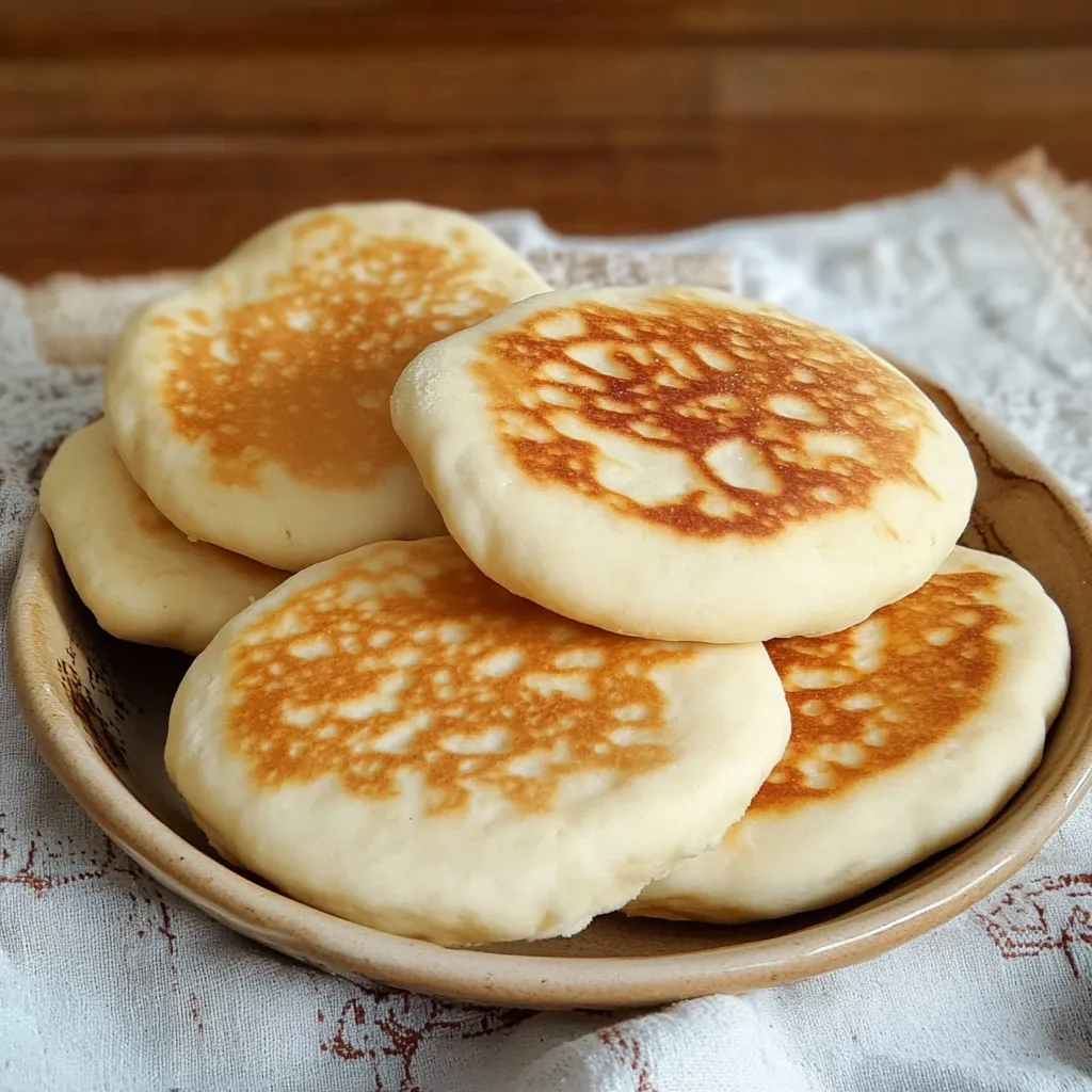 Pain batbout marocain moelleux, cuit à la poêle, doré et prêt à être dégusté.