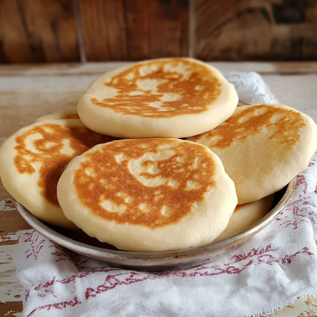 Pain batbout marocain moelleux, cuit à la poêle, doré et prêt à être dégusté.