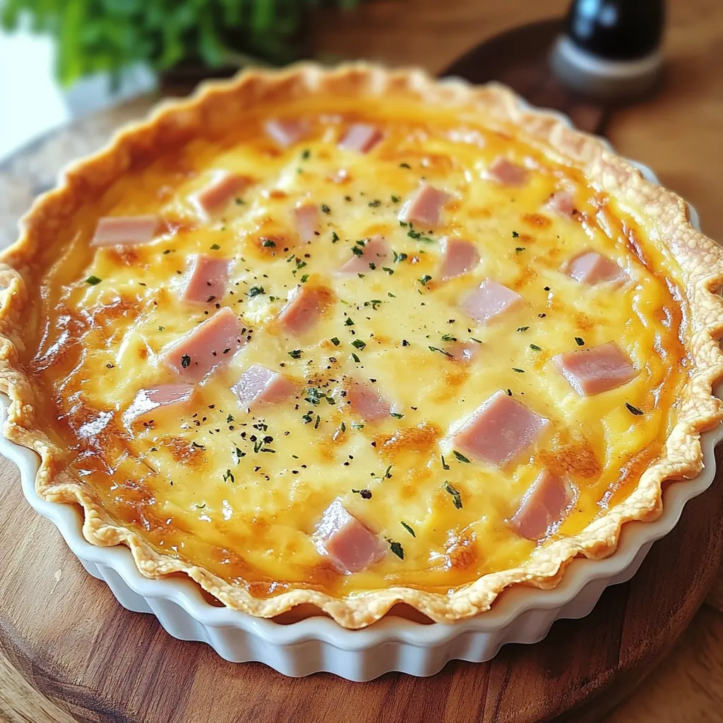Part de quiche légère au jambon et fromage à raclette sans pâte, servie avec une salade verte.