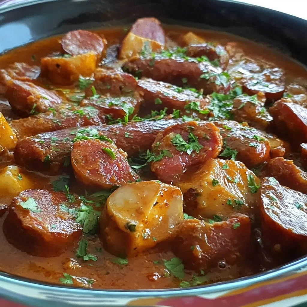 Rougail saucisses réunionnais servi dans une assiette, accompagné de riz blanc et d’un rougail tomate en condiment.
