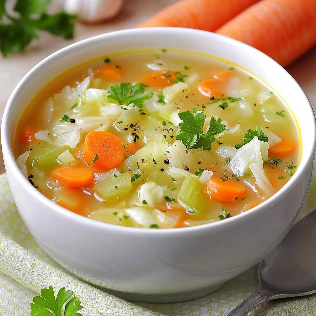 Soupe légère brûle-graisse servie dans un bol, garnie de persil frais.
