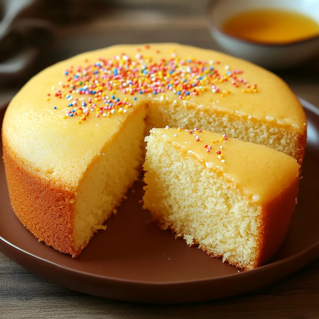 Gâteau à la vanille sans œufs moelleux et doré sorti du four