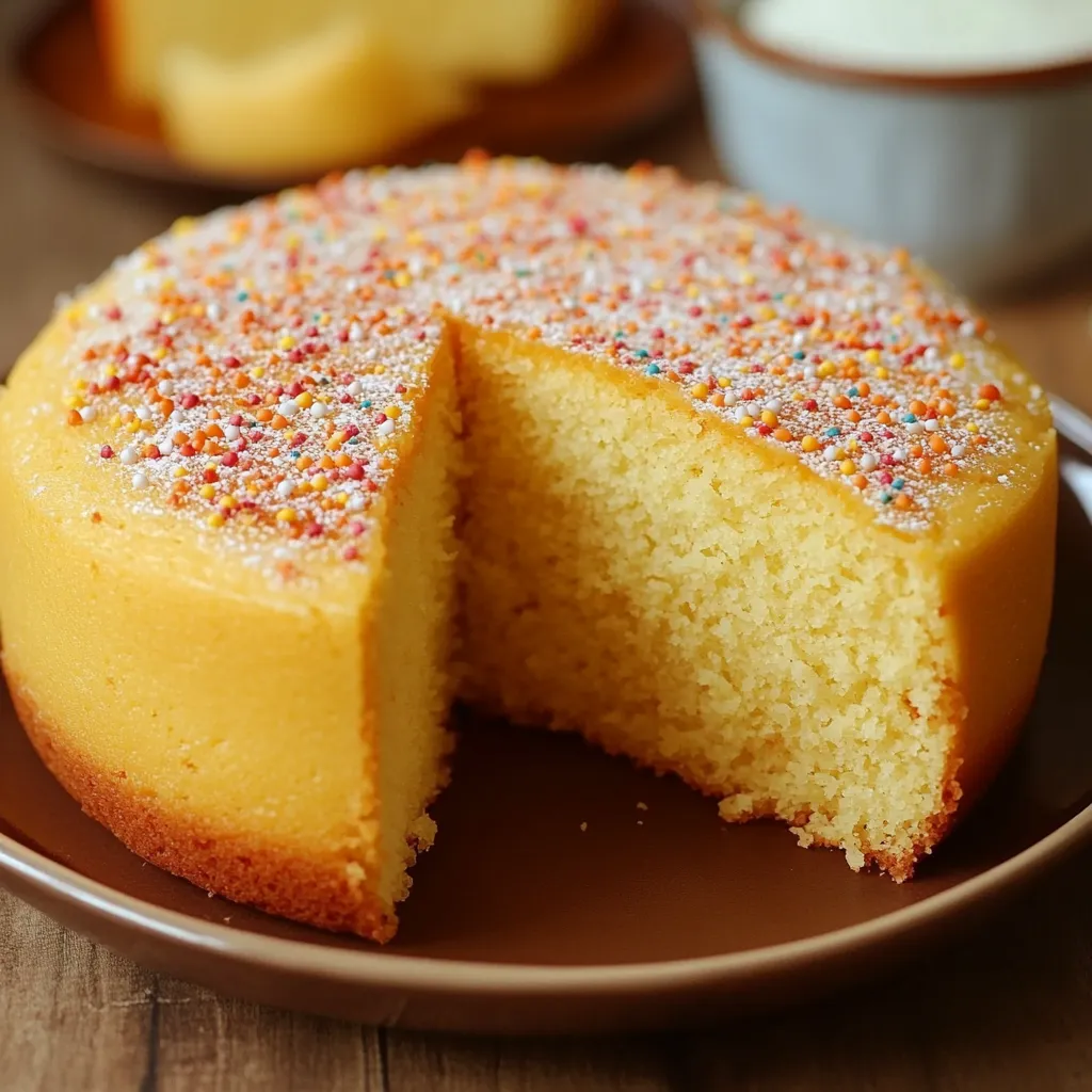 Gâteau à la vanille sans œufs moelleux et doré sorti du four
