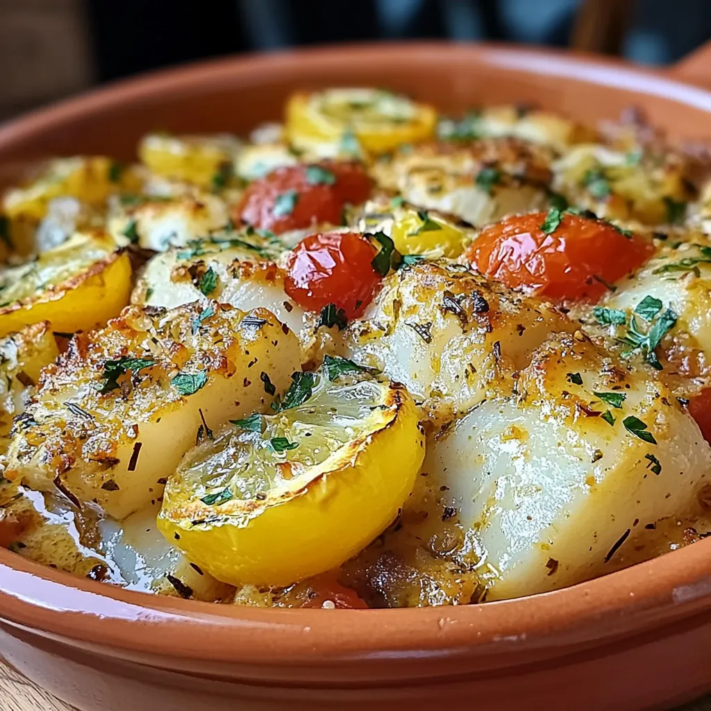 Gratin de Bacalhau à la Portugaise doré au four avec pommes de terre et oignons