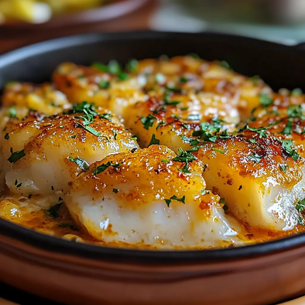 Bacalhau à la Portugaise gratiné au four avec pommes de terre et œufs durs