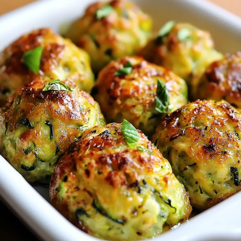 Boulettes de courgettes croustillantes dorées au four, servies avec une sauce au yaourt