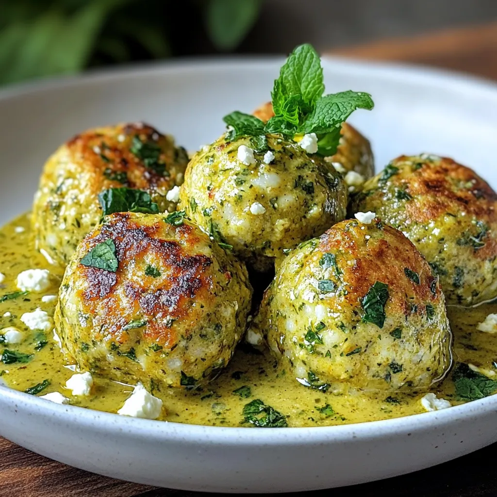 Boulettes de courgettes dorées à la poêle avec sauce curry menthe en accompagnement