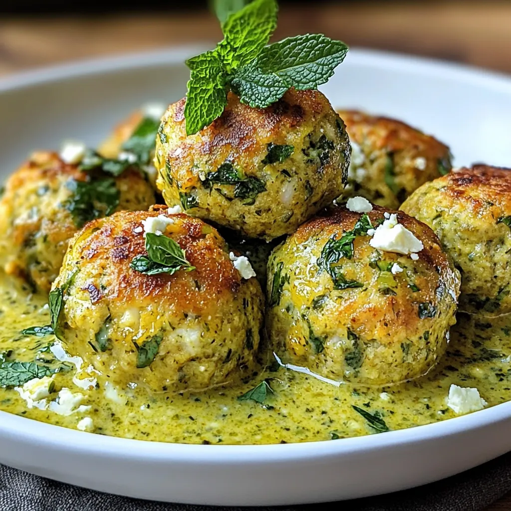Boulettes de courgettes dorées à la poêle avec sauce curry menthe en accompagnement