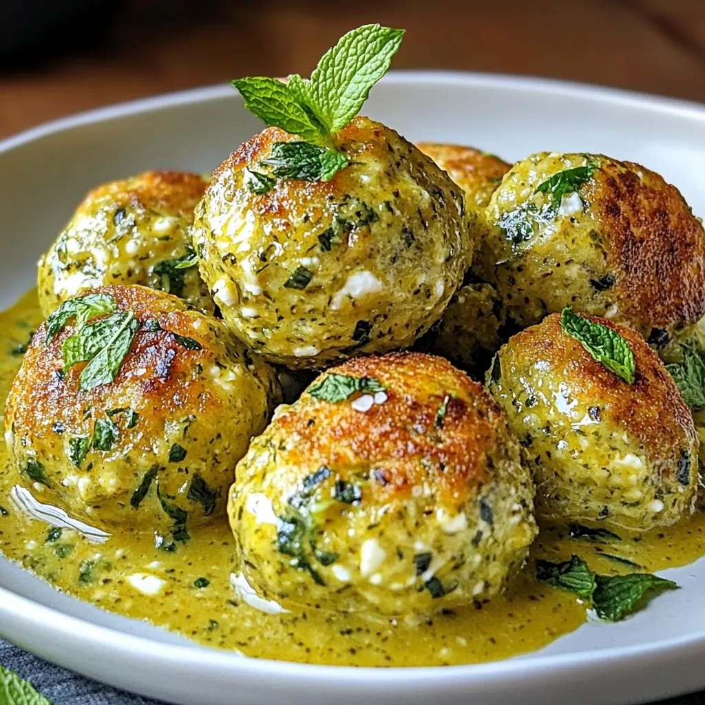 Boulettes de courgettes dorées à la poêle avec sauce curry menthe en accompagnement