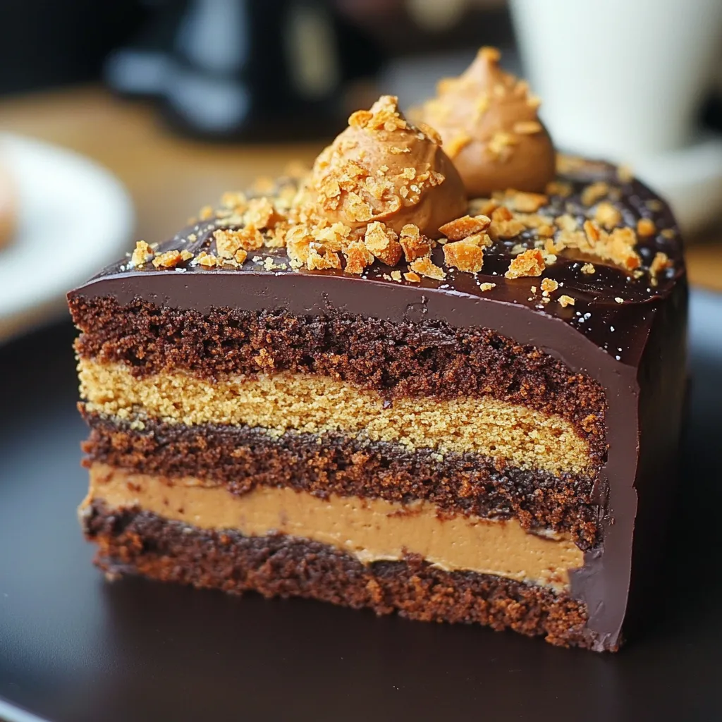 Cake au chocolat et spéculoos moelleux sur une planche en bois