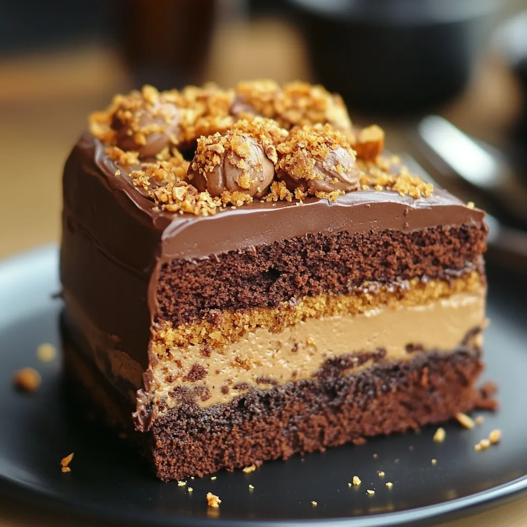 Cake au chocolat et spéculoos moelleux sur une planche en bois
