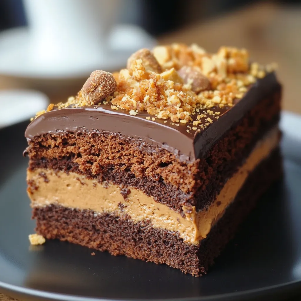 Cake au chocolat et spéculoos moelleux sur une planche en bois
