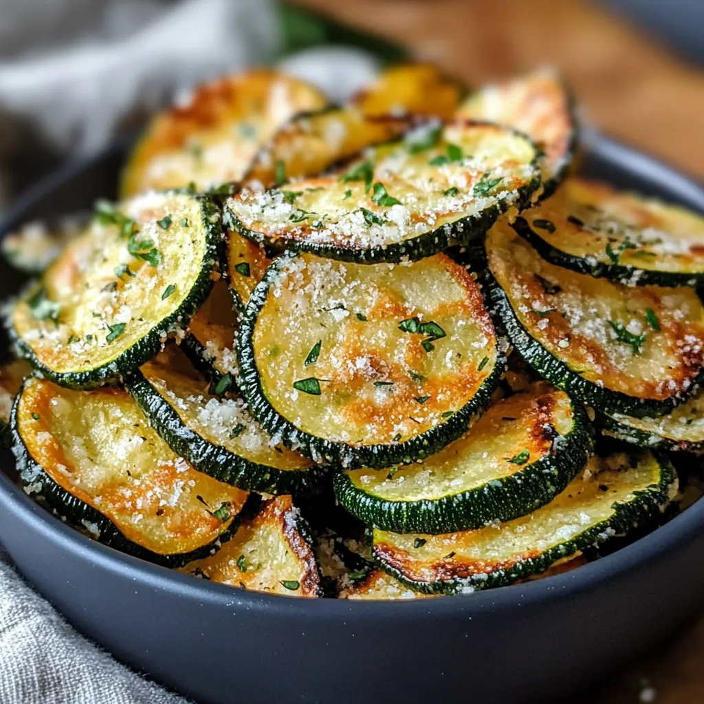Chips de courgettes dorées et croustillantes sur une plaque de cuisson, prêtes à être dégustées.