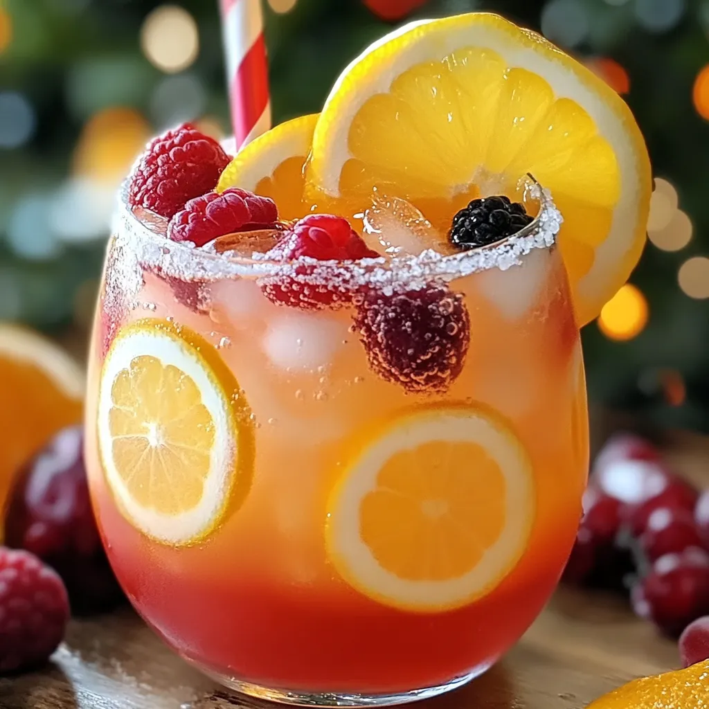 Cocktail festif aux fruits sans alcool servi dans un verre décoré avec une tranche d’orange