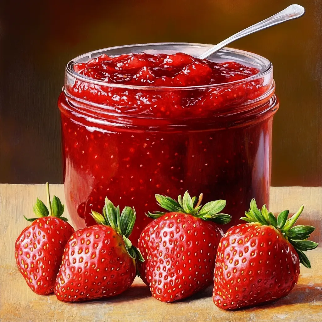 Confiture de fraises maison dans un pot en verre avec cuillère en bois