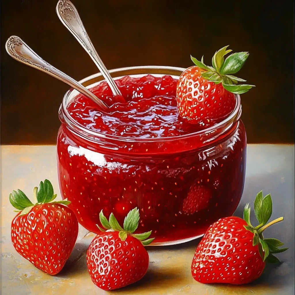 Confiture de fraises maison dans un pot en verre avec cuillère en bois