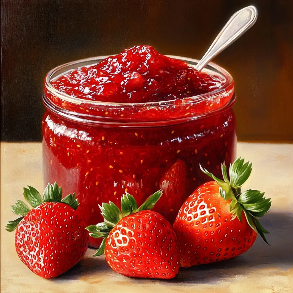 Confiture de fraises maison dans un pot en verre avec cuillère en bois