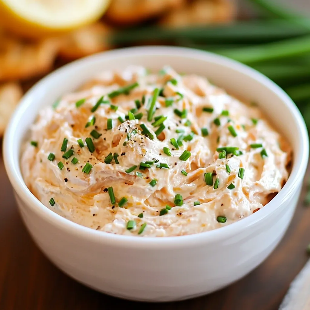 Crème fraîche au thon servie en verrine avec herbes fraîches et toasts grillés