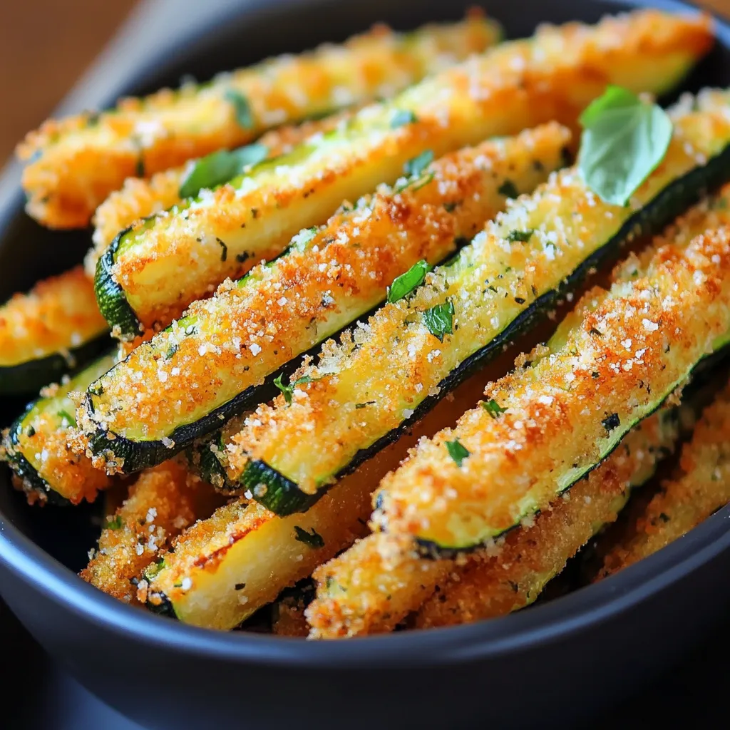 Frites de courgettes croustillantes au parmesan cuites au four sur une plaque de cuisson.