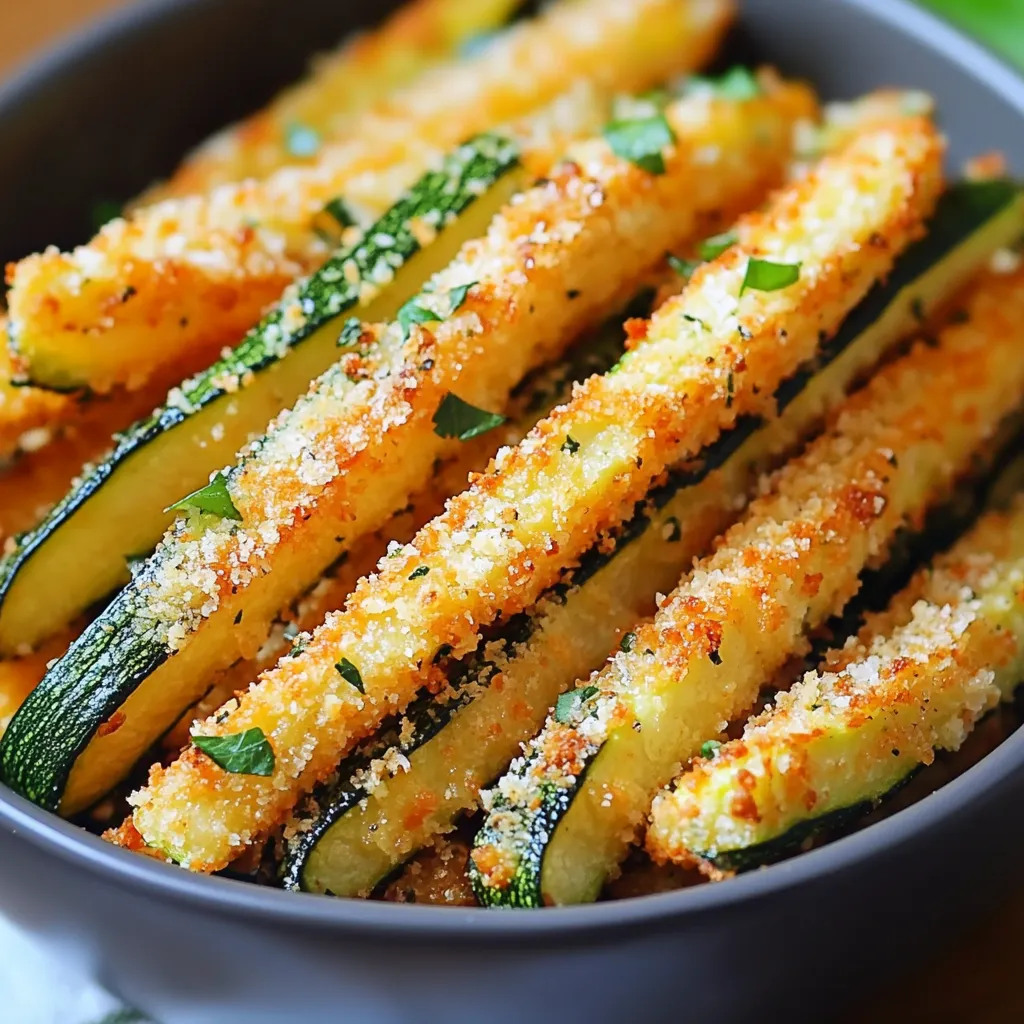Frites de courgettes croustillantes au parmesan cuites au four sur une plaque de cuisson.