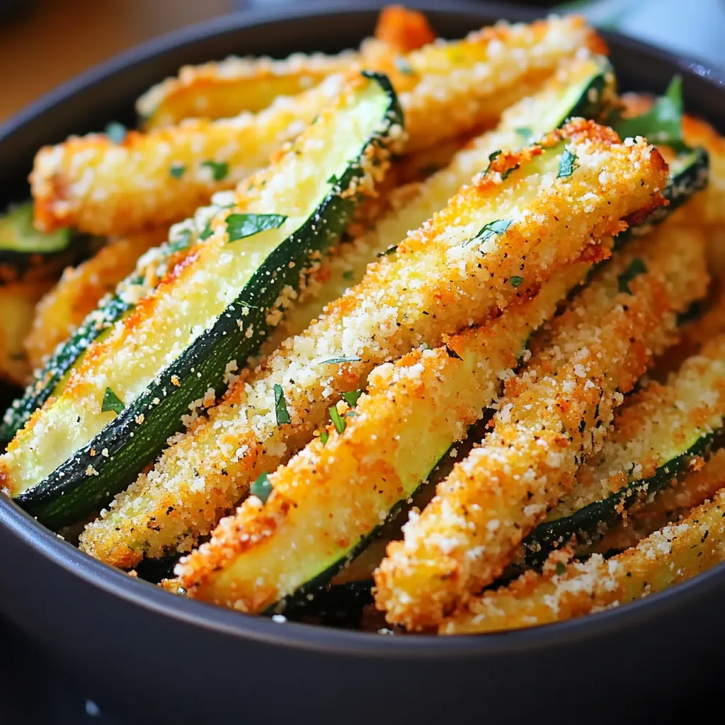 Frites de courgettes croustillantes au parmesan cuites au four sur une plaque de cuisson.