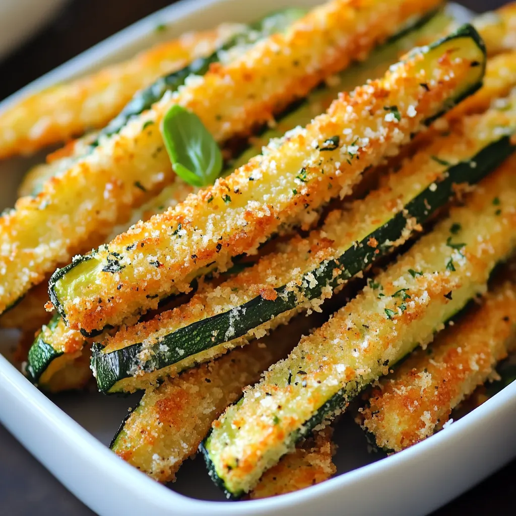 Frites de courgettes croustillantes au parmesan cuites au four sur une plaque de cuisson.