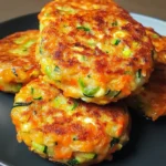 Galettes de courgettes dorées à la poêle, servies avec une salade verte