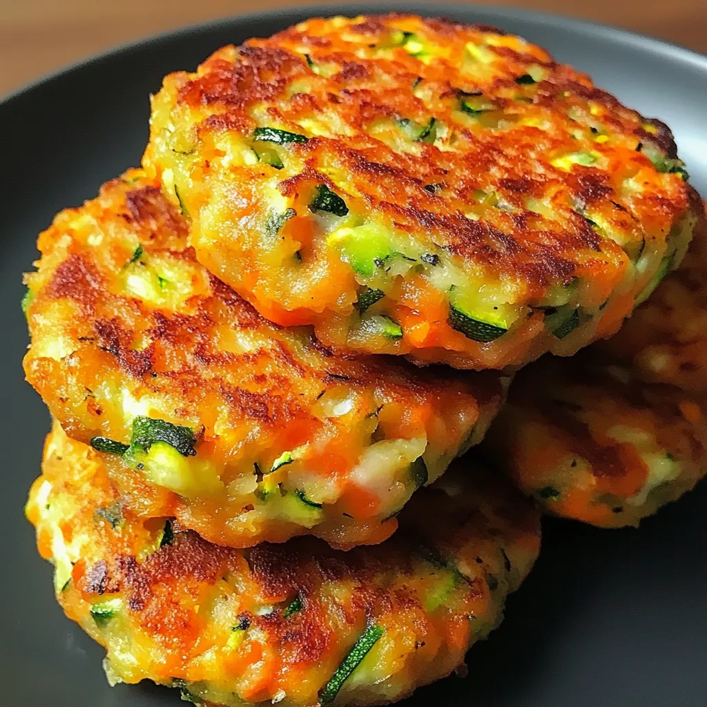 Galettes de courgettes dorées à la poêle, servies avec une salade verte