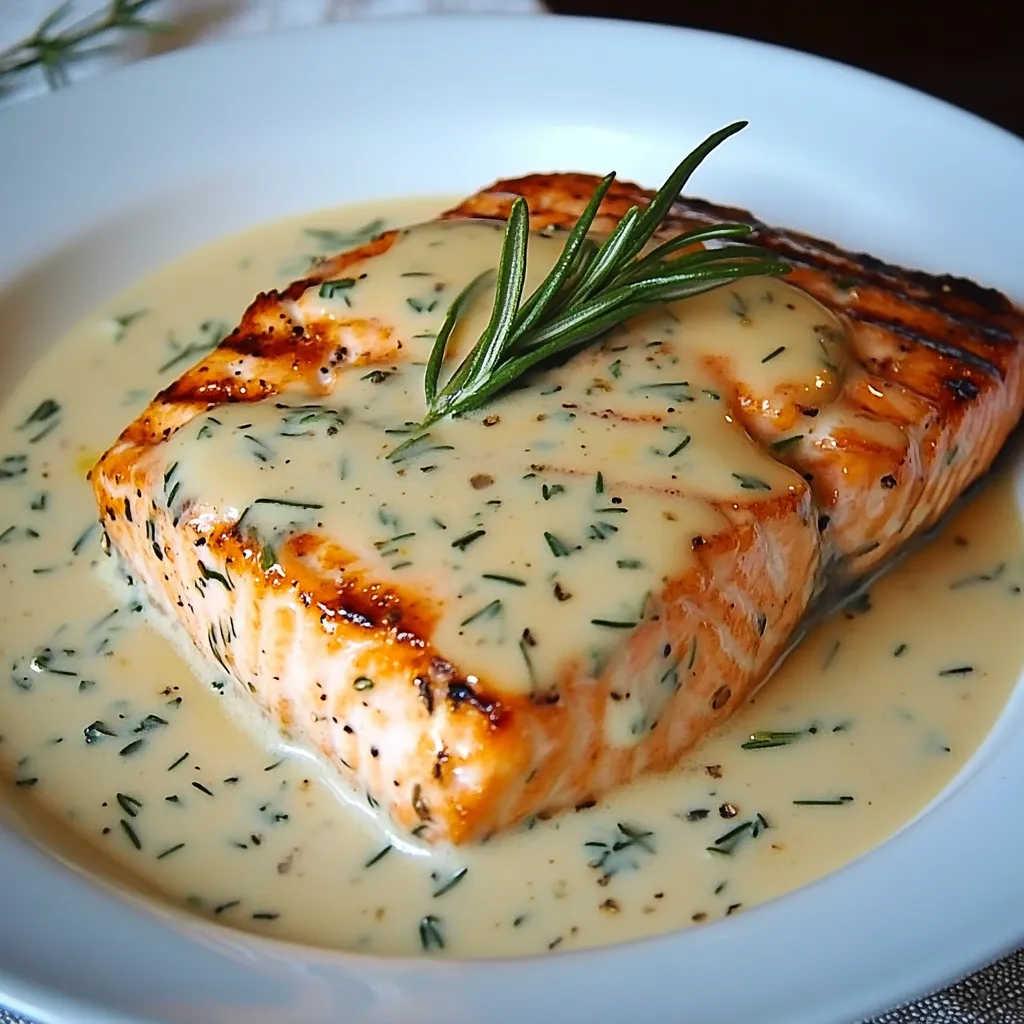 Pavé de saumon grillé nappé de sauce aux échalotes servi avec légumes vapeur