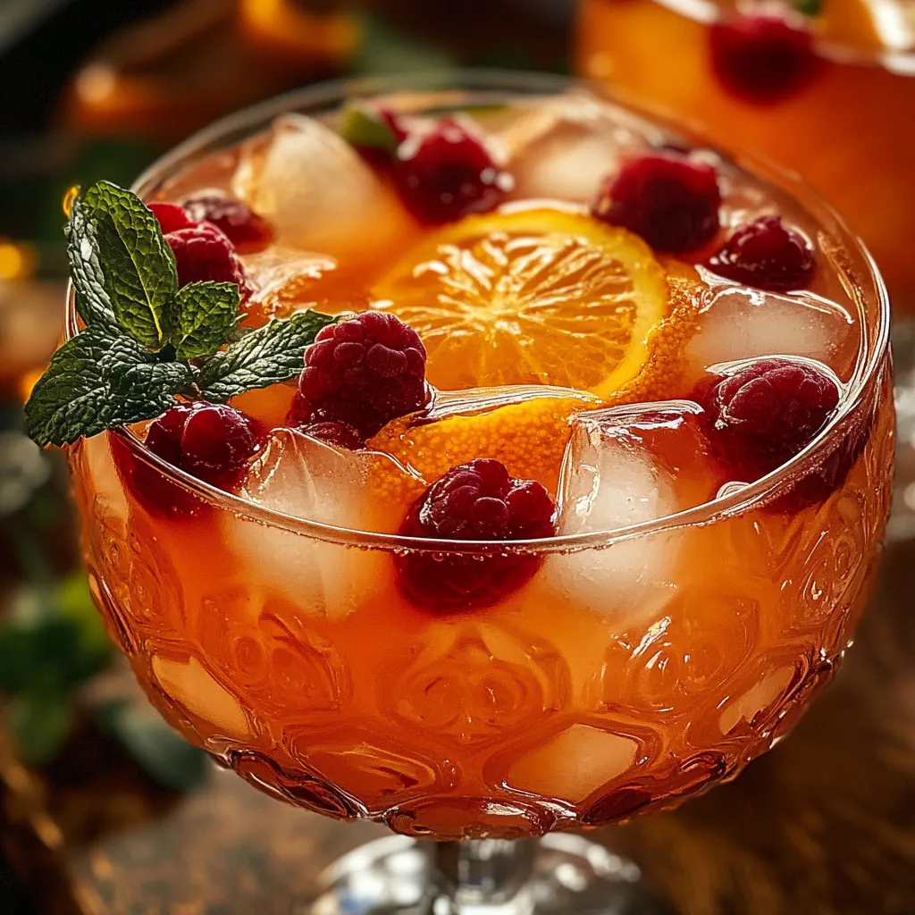 Bol de punch sans alcool aux jus tropicaux, décoré de fruits frais et servi dans des verres transparents