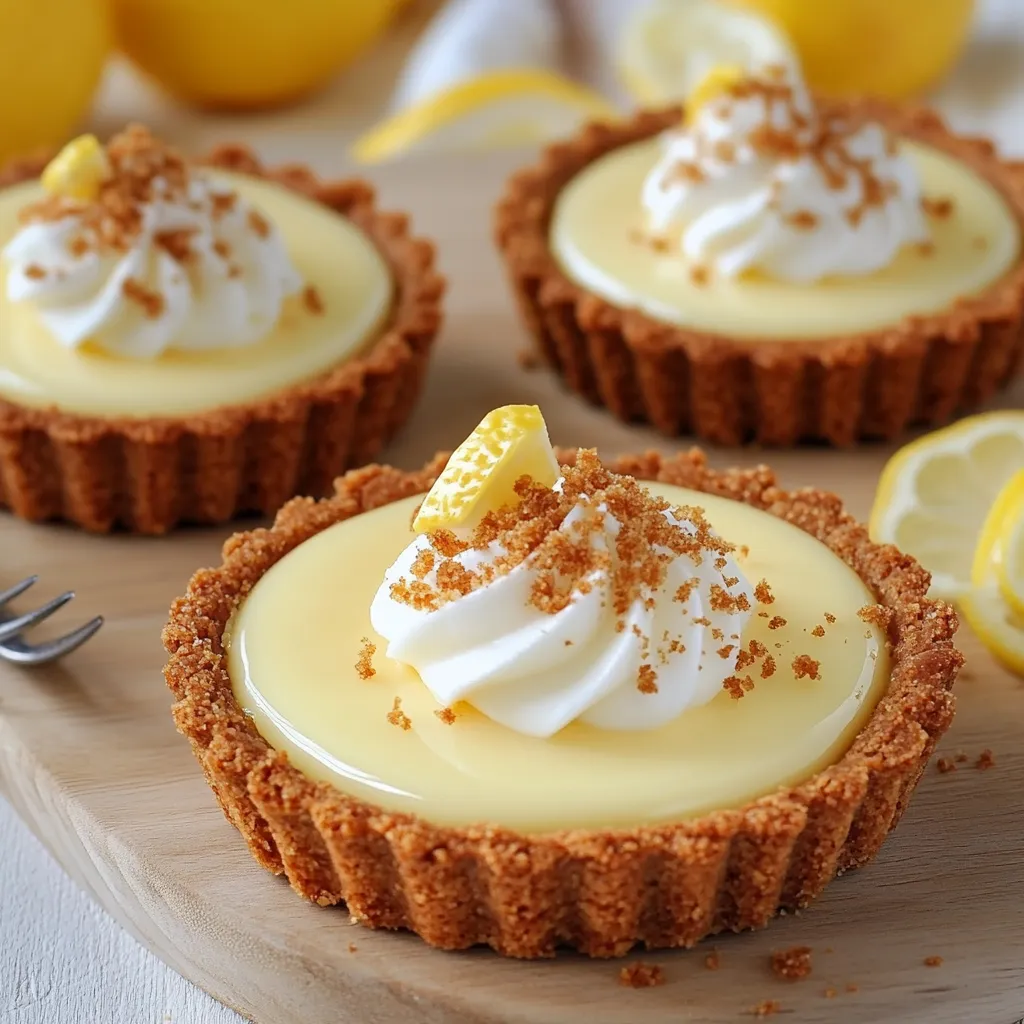 Tartelettes au citron avec croûte de spéculoos servies sur une assiette