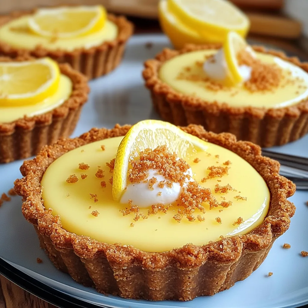 Tartelettes au citron avec croûte de spéculoos servies sur une assiette