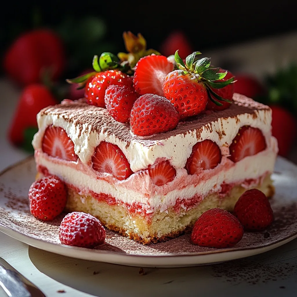 Tiramisu à la fraise en verrine avec biscuits roses de Reims