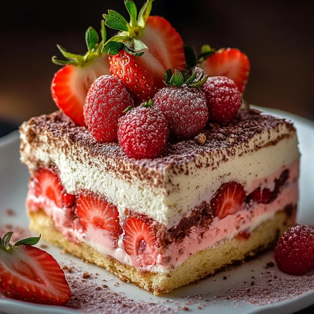 Tiramisu à la fraise en verrine avec biscuits roses de Reims