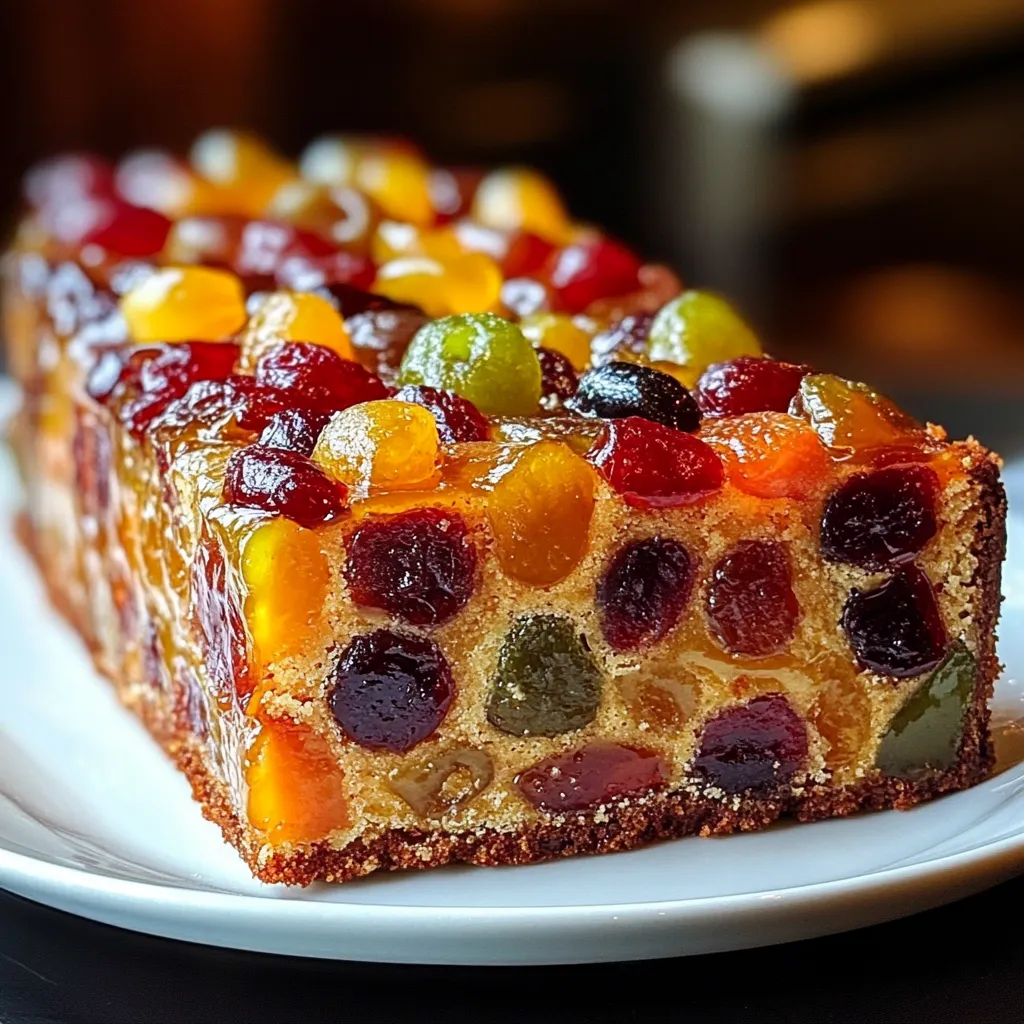 Cake aux fruits confits moelleux de Pierre Hermé tranché sur une planche en bois