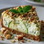 cheesecake salé courgette menthe avec crumble de noisettes croustillant